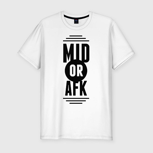 Мужская slim-футболка Mid or afk / Белый – фото 1