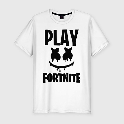 Мужская slim-футболка Marshmello: Play Fortnite / Белый – фото 1