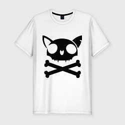Мужская slim-футболка Кошачий пиратскй флаг