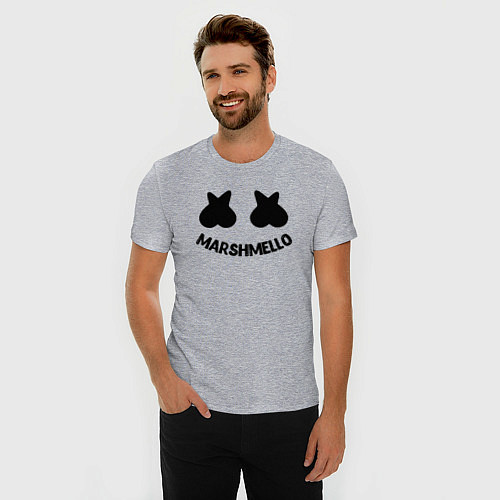 Мужская slim-футболка Marshmello / Меланж – фото 3
