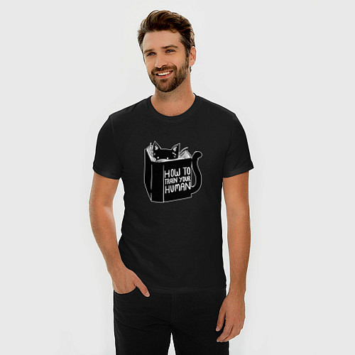Мужская slim-футболка How To Train Your Human / Черный – фото 3