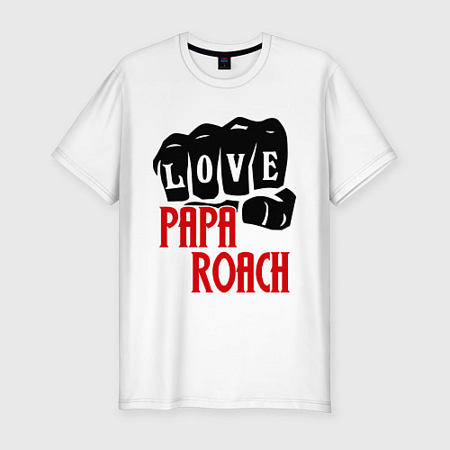 Мужская slim-футболка Love Papa Roach / Белый – фото 1