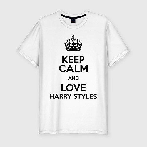 Мужская slim-футболка Keep Calm & Love Harry Styles / Белый – фото 1