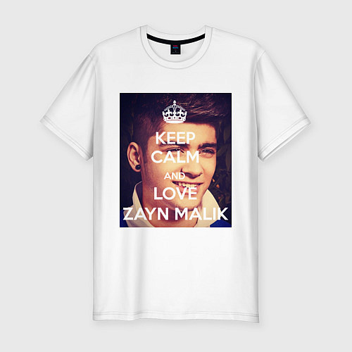 Мужская slim-футболка Keep Calm & Love Zayn Malik / Белый – фото 1