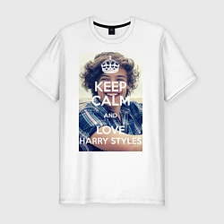 Футболка slim-fit Keep Calm & Love Harry Styles, цвет: белый