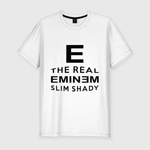 Мужская slim-футболка The real eminem / Белый – фото 1