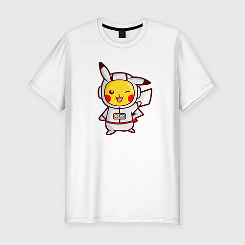 Мужская slim-футболка Pikachu Astronaut / Белый – фото 1