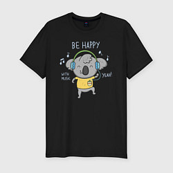 Футболка slim-fit Koala: Be Happy, цвет: черный