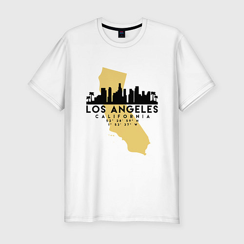 Мужская slim-футболка Лос-Анджелес - США / Белый – фото 1