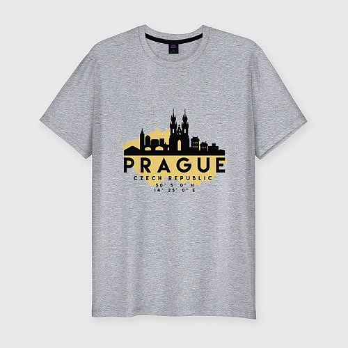 Мужская slim-футболка Прага - Чехия / Меланж – фото 1