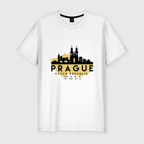 Мужская slim-футболка Прага - Чехия / Белый – фото 1