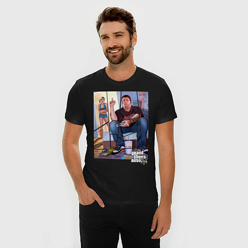 Мужская slim-футболка GTA 5: Gaming / Черный – фото 3
