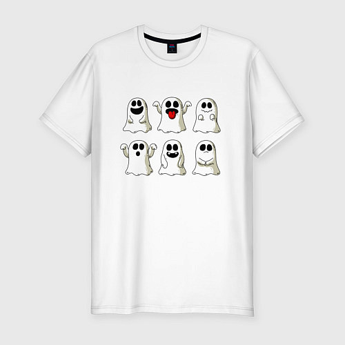 Мужская slim-футболка Funny ghosts - halloween / Белый – фото 1