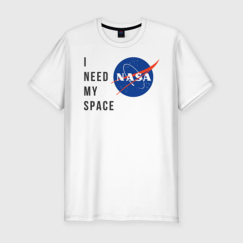 Мужская slim-футболка Nasa i need my space / Белый – фото 1