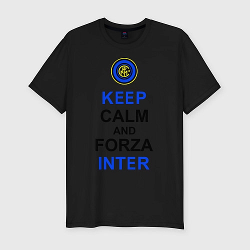 Мужская slim-футболка Keep Calm & Forza Inter / Черный – фото 1