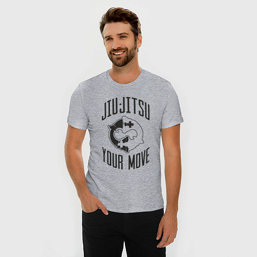 Мужская slim-футболка Jiu Jitsu / Меланж – фото 3