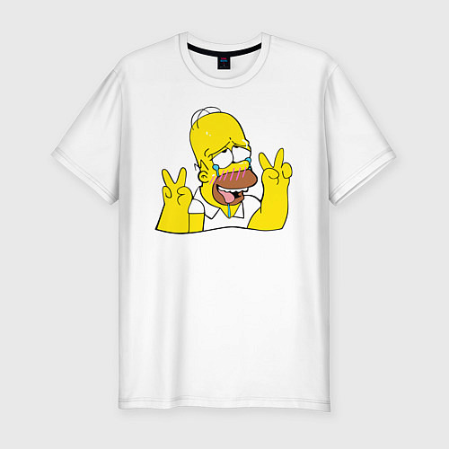 Мужская slim-футболка Homer Ahegao / Белый – фото 1