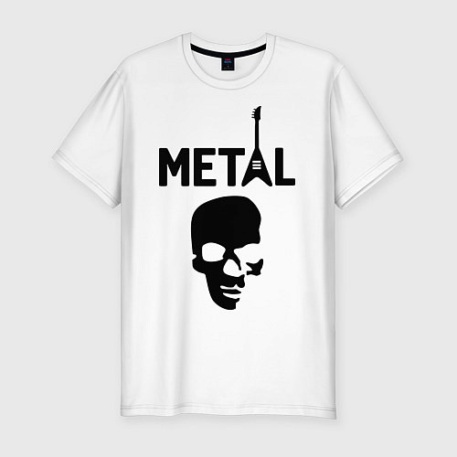 Мужская slim-футболка Metal Skull / Белый – фото 1