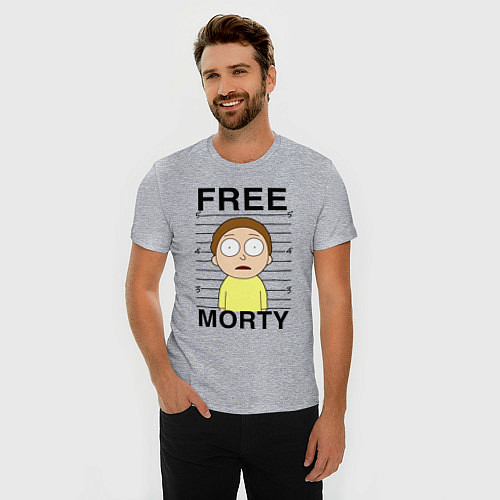 Мужская slim-футболка Free Morty / Меланж – фото 3