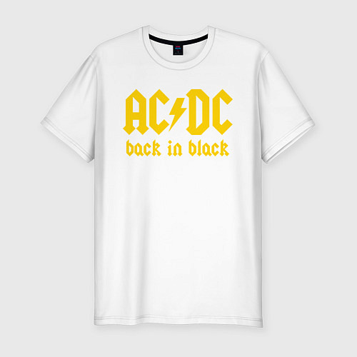 Мужская slim-футболка ACDC BACK IN BLACK / Белый – фото 1