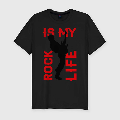 Мужская slim-футболка Rock is my life / Черный – фото 1