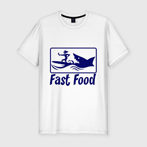 Мужская slim-футболка Shark fast food / Белый – фото 1