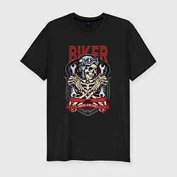 Футболка slim-fit Cool biker Skull, цвет: черный