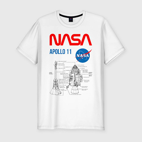 Мужская slim-футболка Nasa Apollo 11 / Белый – фото 1