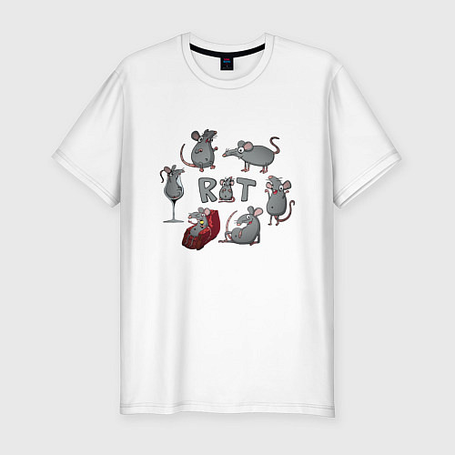 Мужская slim-футболка Год Крысы / Белый – фото 1