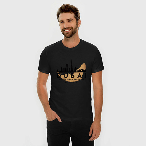Мужская slim-футболка ОАЭ Дубаи / Черный – фото 3