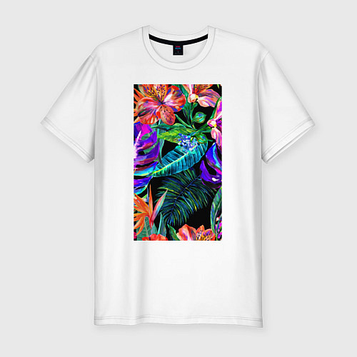 Мужская slim-футболка Красочные Тропики / Белый – фото 1