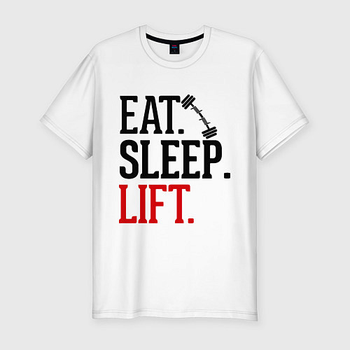 Мужская slim-футболка Eat, sleep, lift / Белый – фото 1