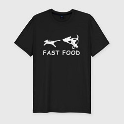 Футболка slim-fit Fast food белый, цвет: черный