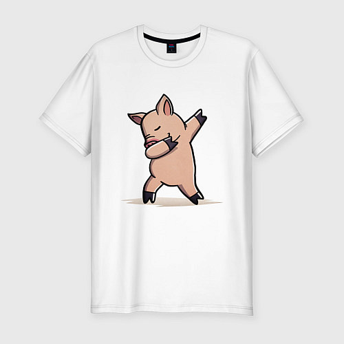 Мужская slim-футболка Dabbing Pig / Белый – фото 1