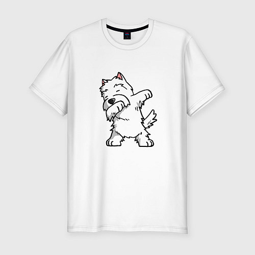 Мужская slim-футболка Dabbing Dog / Белый – фото 1