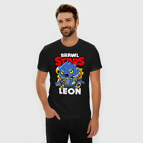 Мужская slim-футболка BRAWL STARS WEREWOLF LEON / Черный – фото 3