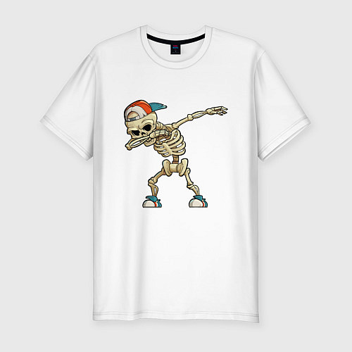 Мужская slim-футболка Dab Skeleton / Белый – фото 1