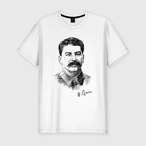 Мужская slim-футболка Товарищ Сталин / Белый – фото 1