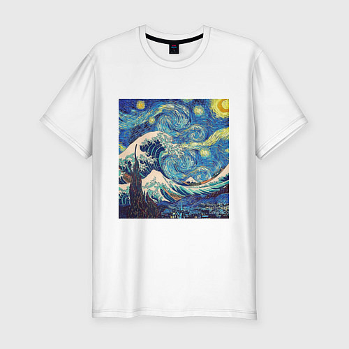 Мужская slim-футболка Звездная ночь / Белый – фото 1