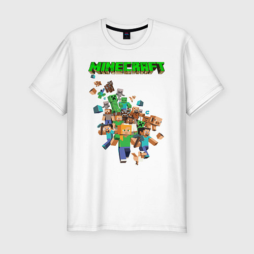 Мужская slim-футболка Minecraft / Белый – фото 1