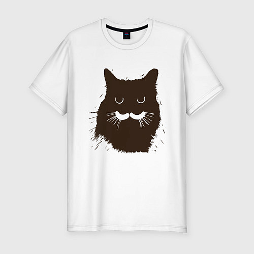 Мужская slim-футболка Котик / Белый – фото 1