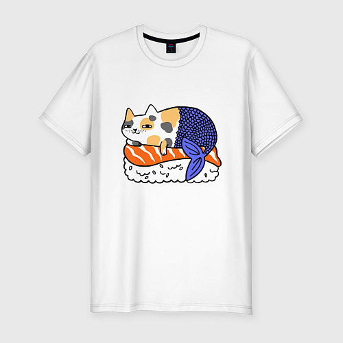 Мужская slim-футболка Sushi Cat / Белый – фото 1