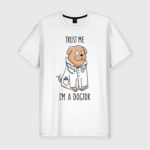 Мужская slim-футболка Доверься Мне Я Доктор / Белый – фото 1