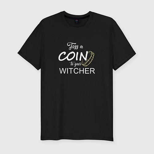 Мужская slim-футболка Toss a coin to your Witcher / Черный – фото 1