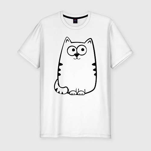 Мужская slim-футболка Милый котик / Белый – фото 1