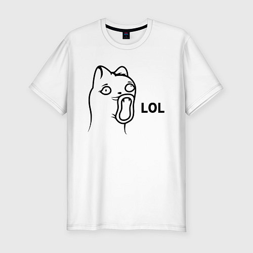 Мужская slim-футболка Cat Troll Face / Белый – фото 1