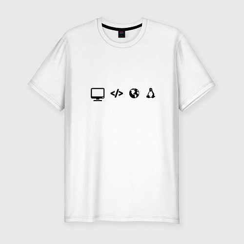 Мужская slim-футболка LINUX / Белый – фото 1