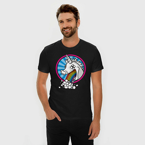 Мужская slim-футболка Unicorn do Rainbow / Черный – фото 3