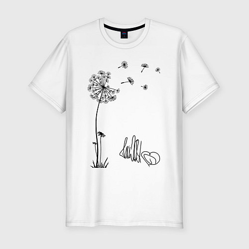 Мужская slim-футболка Одуванчик с автографом / Белый – фото 1
