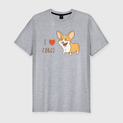 Футболка slim-fit I LOVE CORGI, цвет: меланж